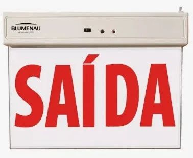 Placa Sinalização De Saída Led Face Dupla Vermelha 1w Blumen Cor Branco