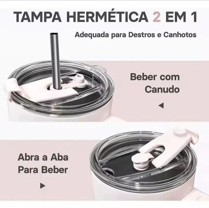 Copo Térmico Romantic Crown com Tampa e Canudo 1,2L - Foto 4