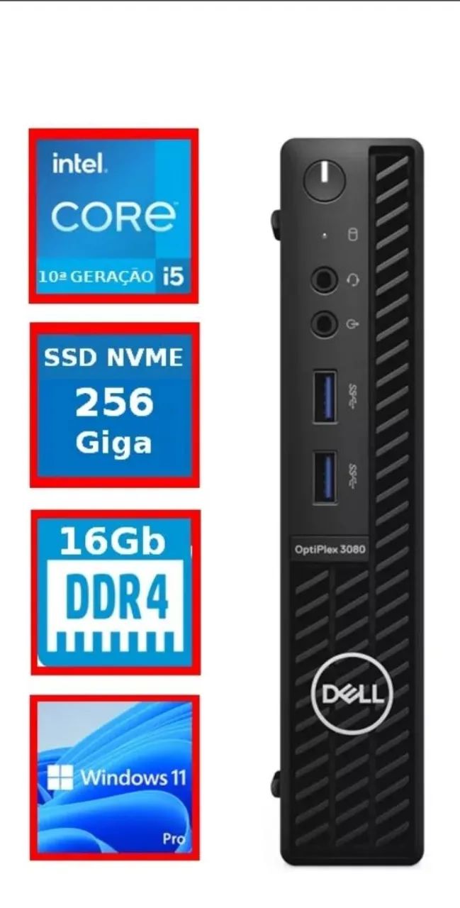 Dell OptiPlex 3080 - Mini PC - 10ª Geração Intel Core i5 Dell OptiPlex 3080 - Mini PC - 10ª Geração Intel Core i5