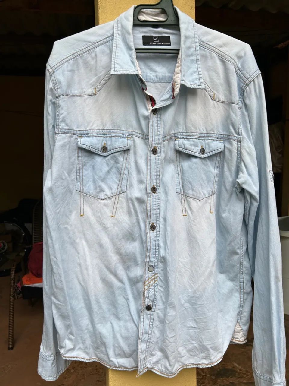 Camisa jeans masculina tamanho M - Foto 4
