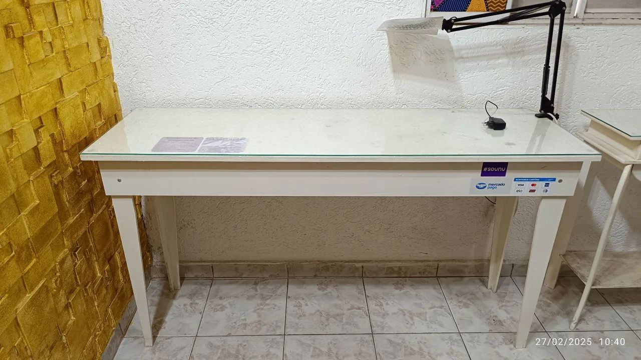 Kit de manicure branca com tampo de vidro - Foto 2