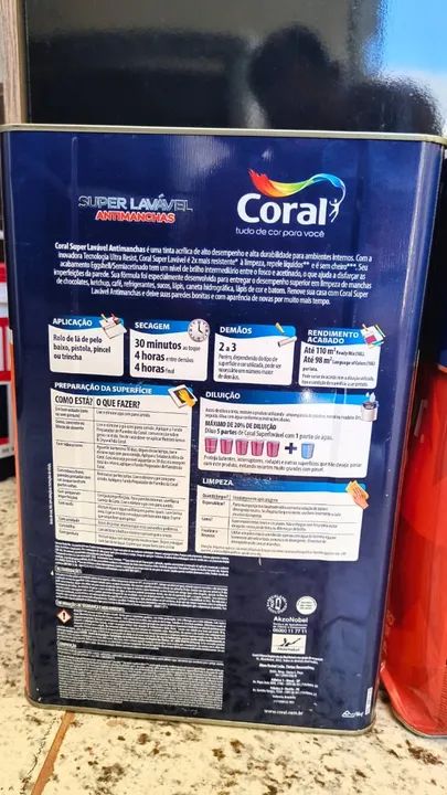 Tinta  Super Lavável Anti Manchas Premium  Branco 18 L Coral - Foto 2
