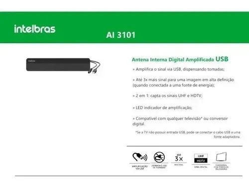Antena Interna Amplificada Digital USB Intelbras AI 3101 - WZetta - Foto 5