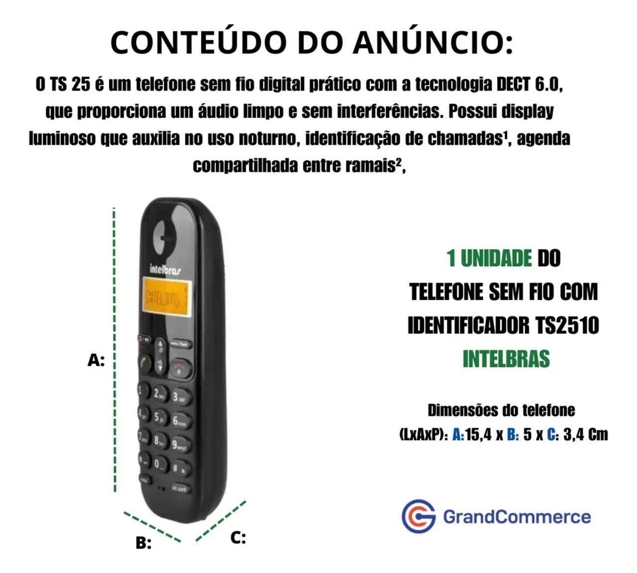 Telefone sem Fio Digital Intelbras TS 2510 - Foto 5