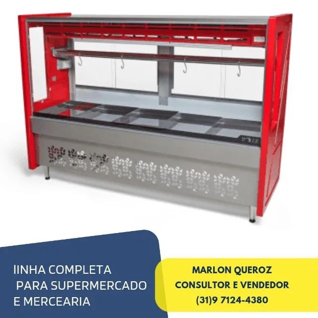Balcão de Carnes 1,75 Metros Vidro reto Polar
