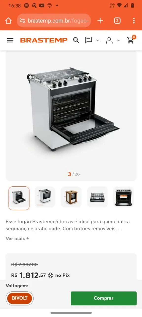 FOGÃO BRASTEMP 5 BOCAS SEMI-NOVO R$1350 - Foto 6