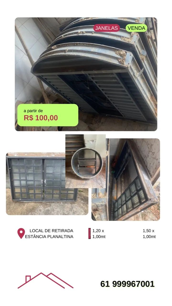Janelas de Aço Usadas - 1,20x1,00m e 1,50x1,00m