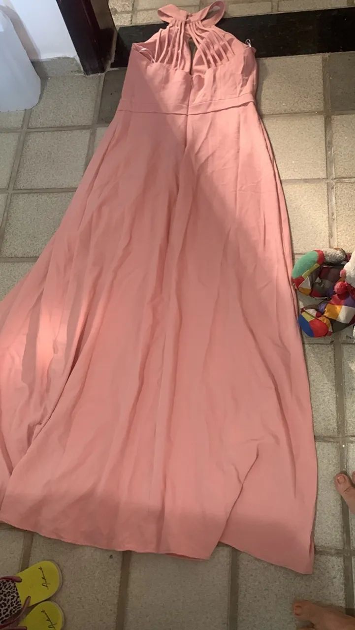 Vestido Longo Rosa com Fenda Elegante - Foto 2