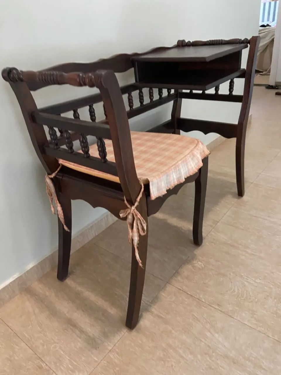 Mesa de Telefone antiga em madeira - Foto 4