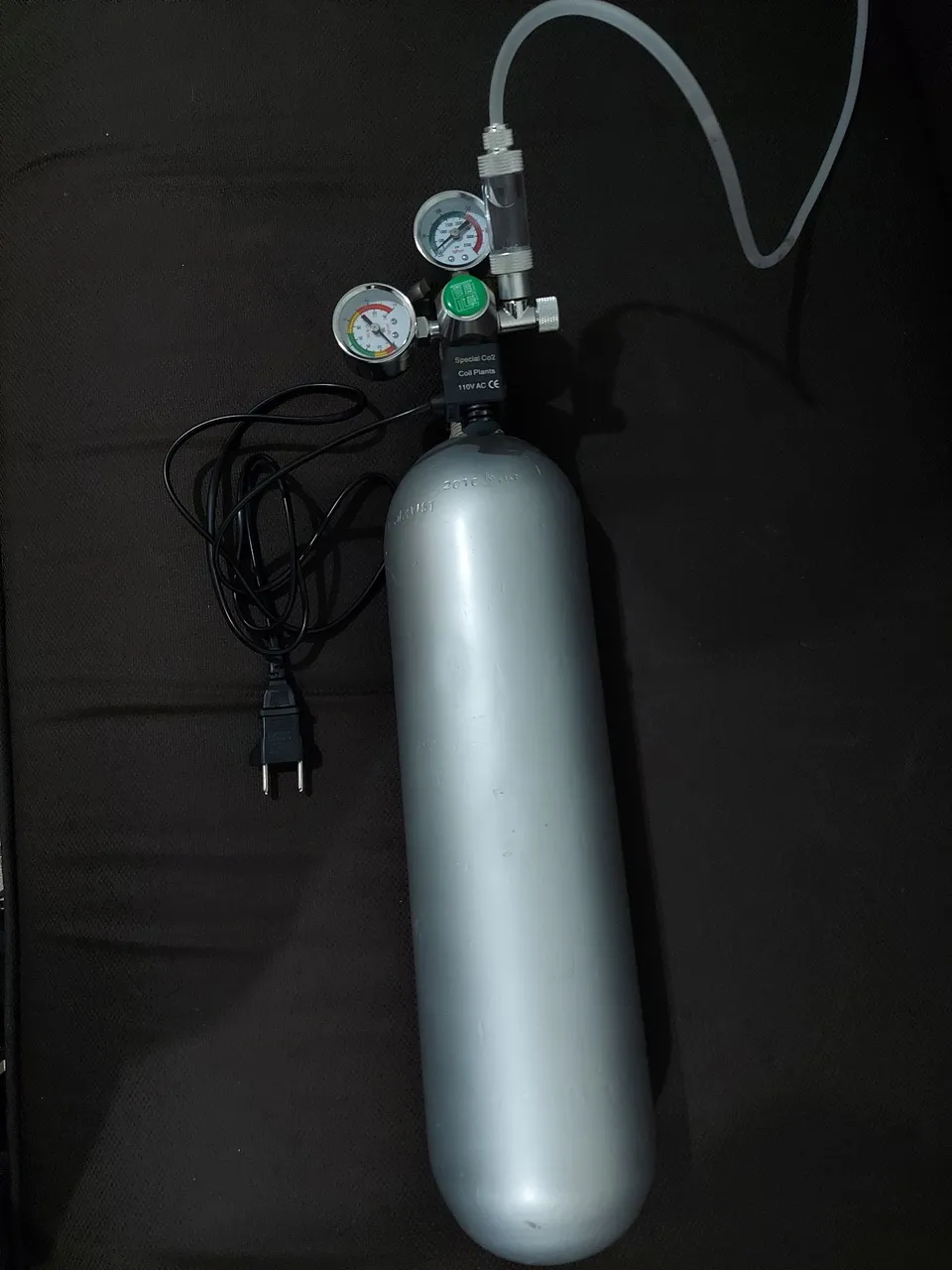 Cilindro Co2 com manômetro e válvula solenoide para aquário