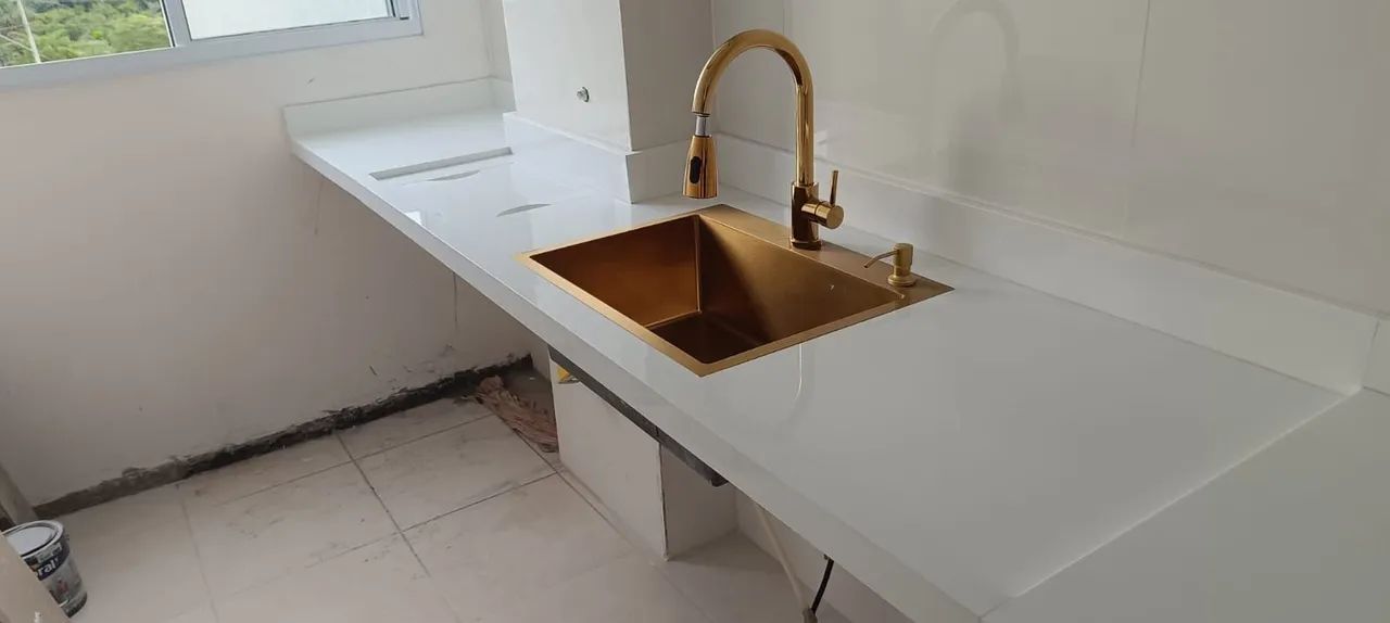 Pias de mármore e granito balcão bancada escada peitoril nichos  - Foto 3