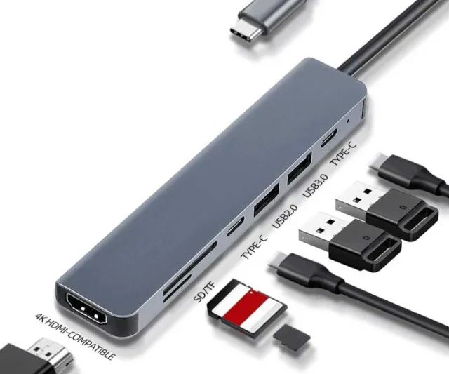 Hub 7x1 Usb-C, Hdmi, Usb, Cartão Sd/TF Promoção