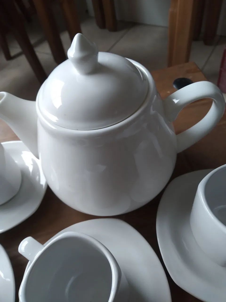 Xícaras cafezinho 4 bule 1 branco - Foto 3