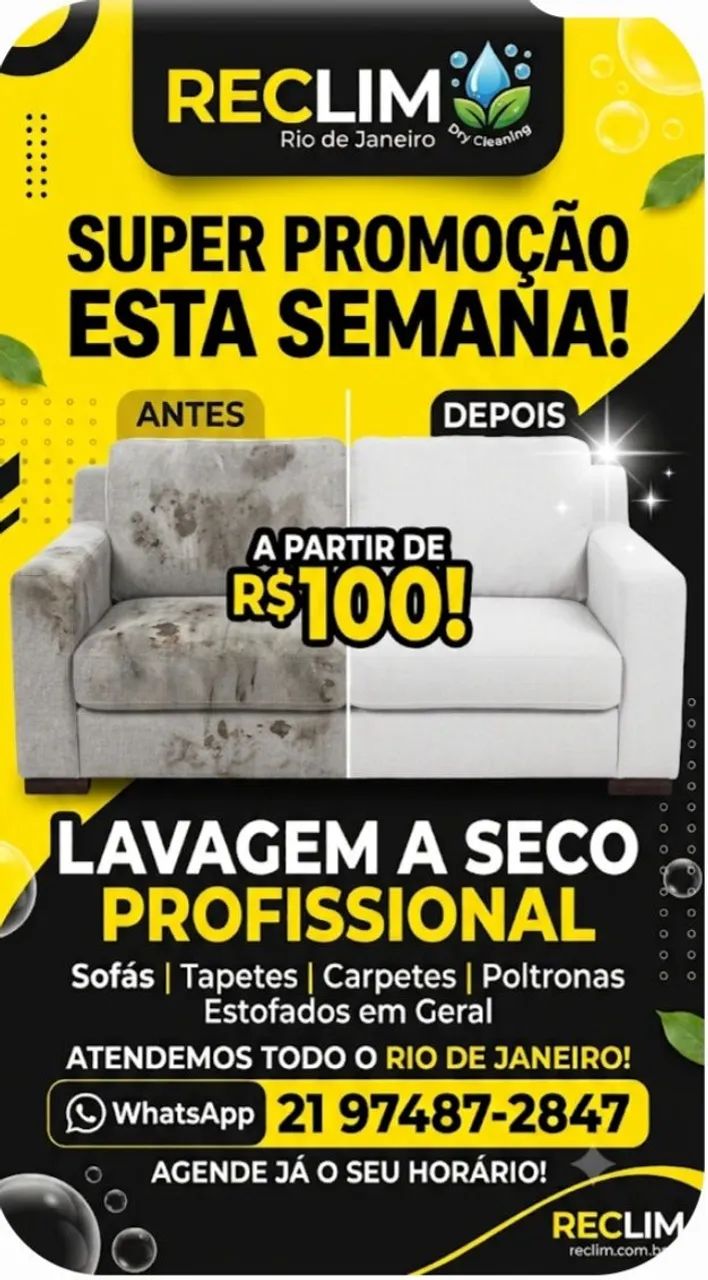 Lavagem de sofa a seco 150,00 