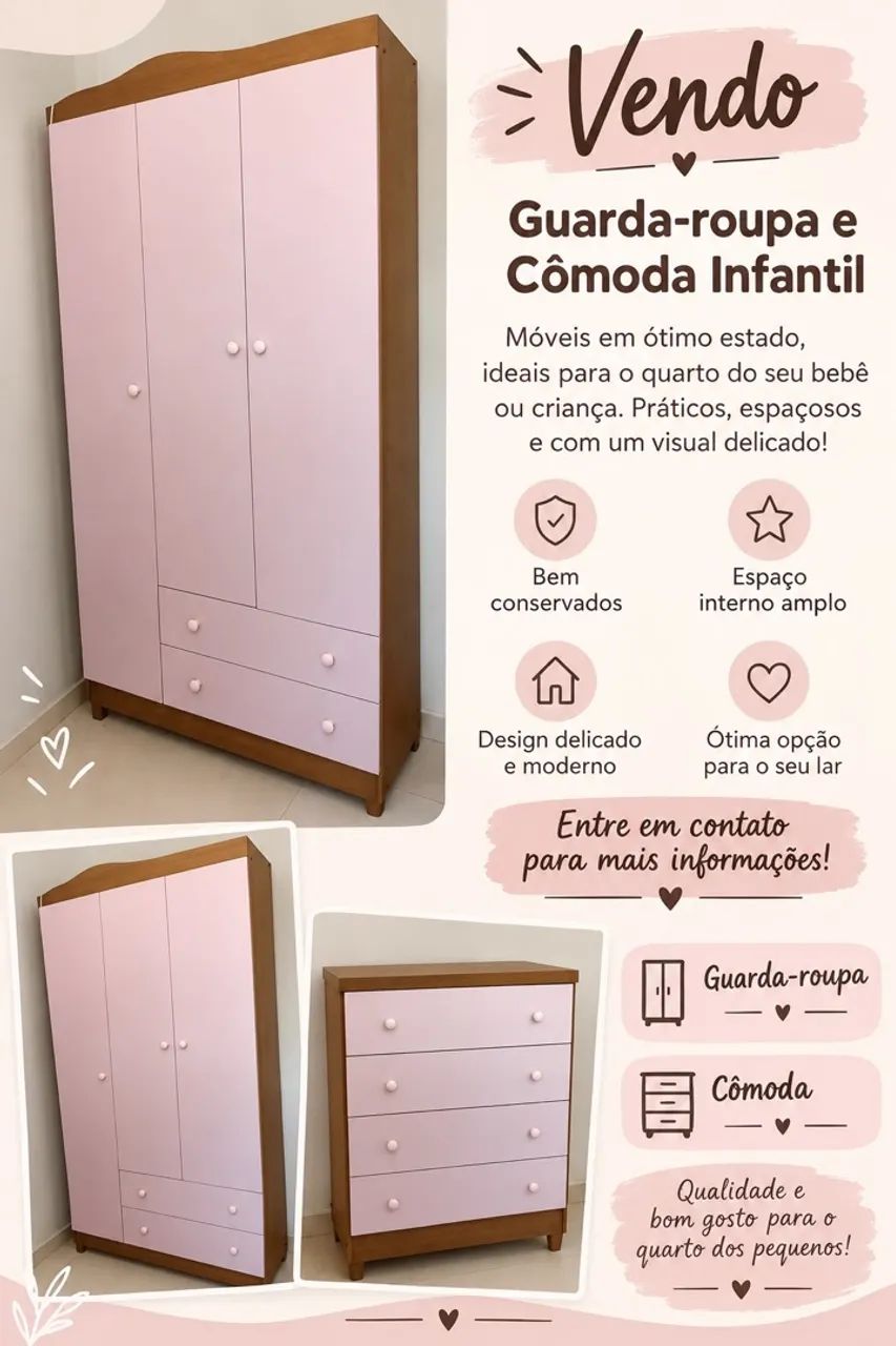 Guarda roupa e cômoda infantil 