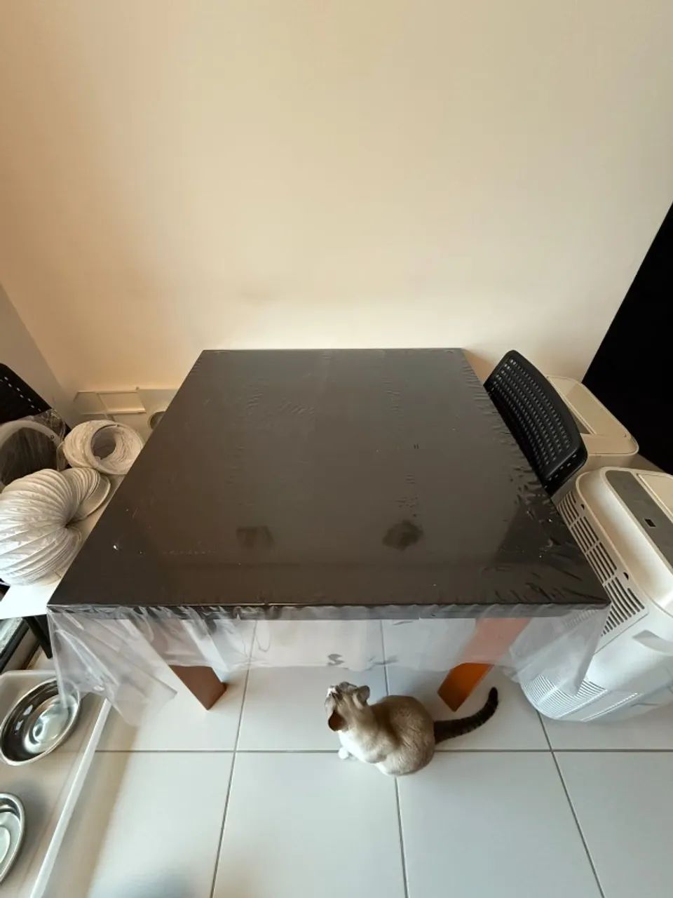 Mesa de Jantar Extensível Retangular Marea Preta e Castanho