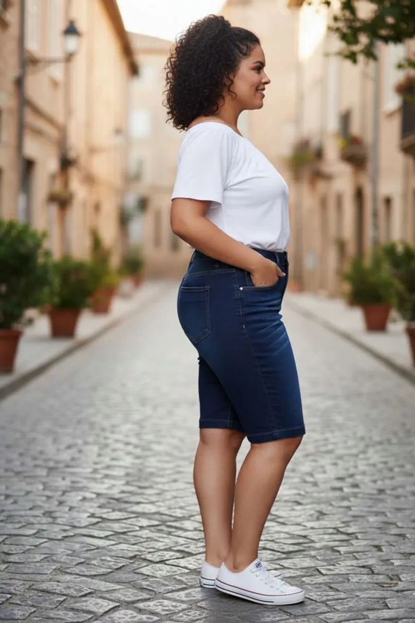 Bermuda Jeans Feminina Plus Size 46 - Oferta R$ 69 - Foto 2