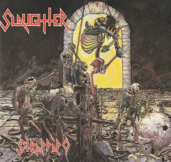 Slaughter - Strappado + Not Dead Yet 1992 CD import Headache Records Obituary Hellhammer