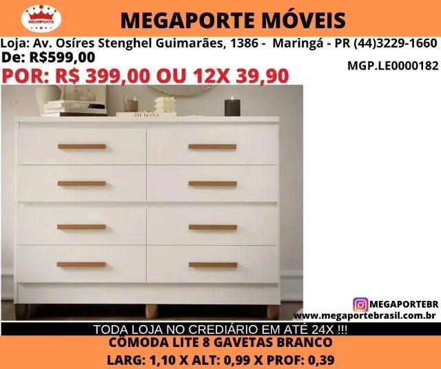 CÔMODA 8 GAVETAS 