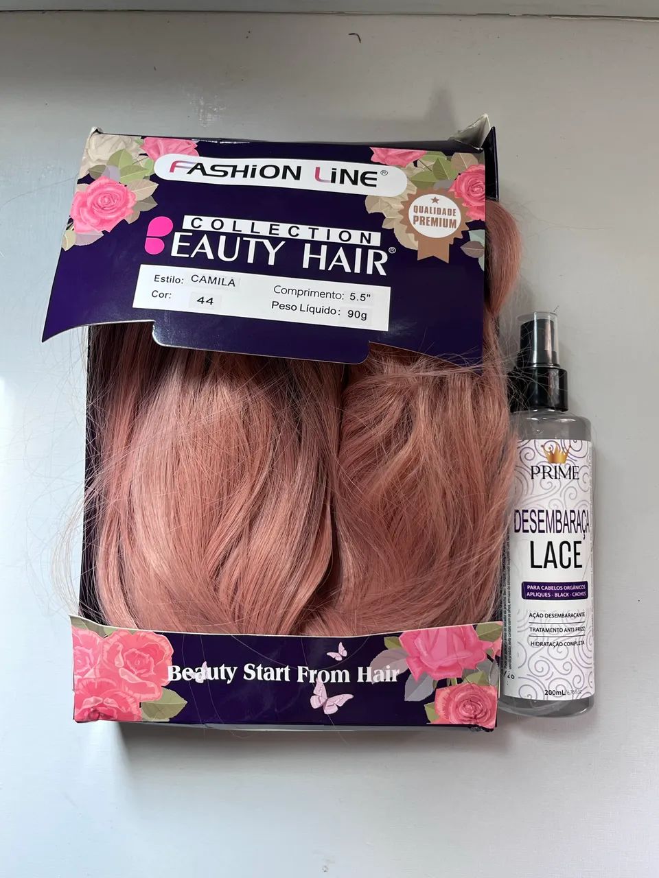 PERUCA LACE CABELO ROSA + spray desembaraçador - Foto 2