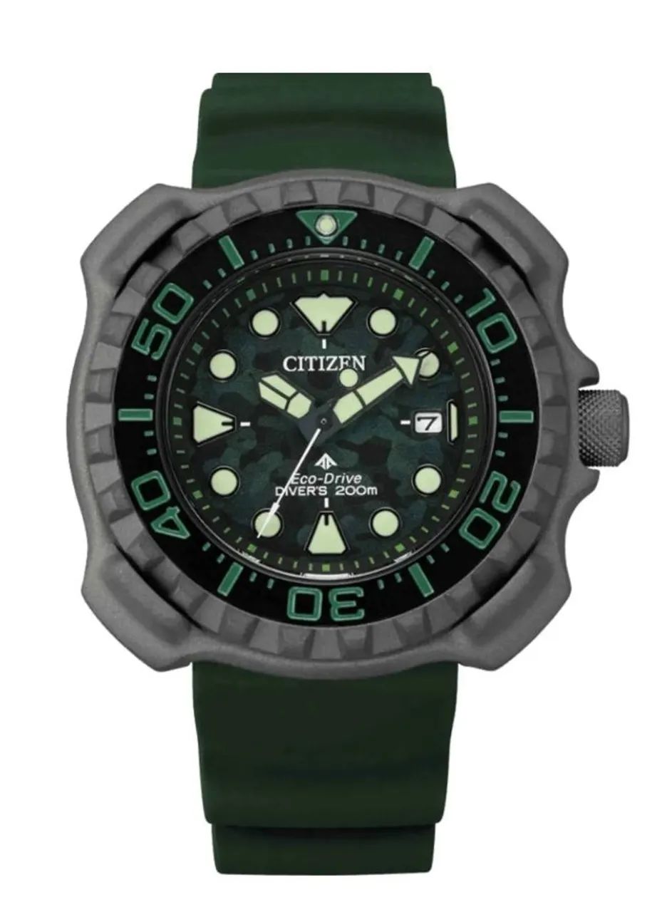 Relógio citizen tuna verde bn0228 titanium novo