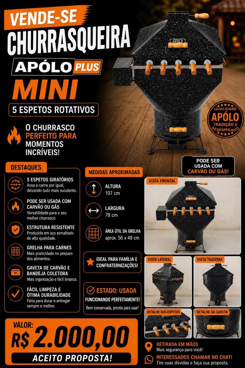 Churrasqueira A Bafo Apolo Plus Mini