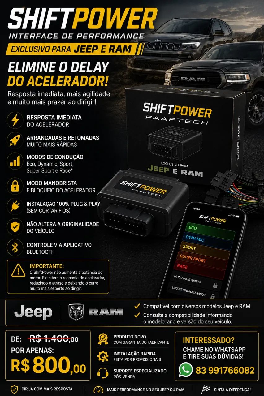 SHIFT POWER - ELIMINADOR DE DELAY - JEEP E RAM