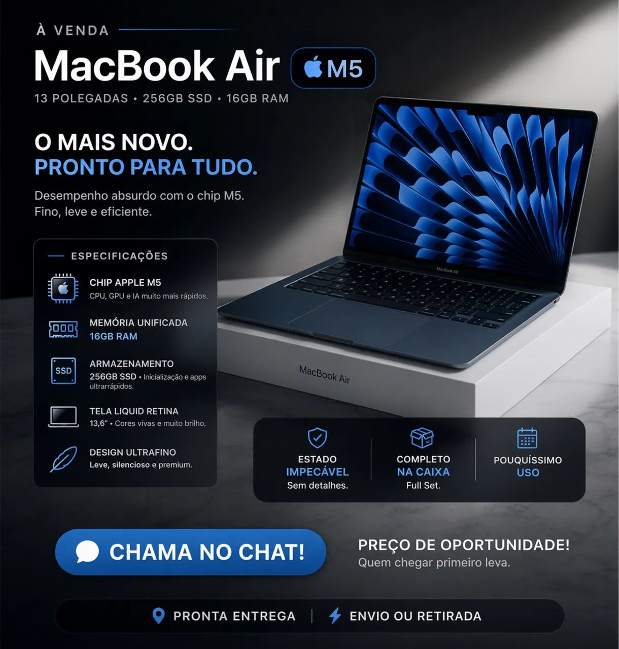 MacBook Air M5 13? 16GB RAM 512GB SSD - NOVO LACRADO - Notebooks