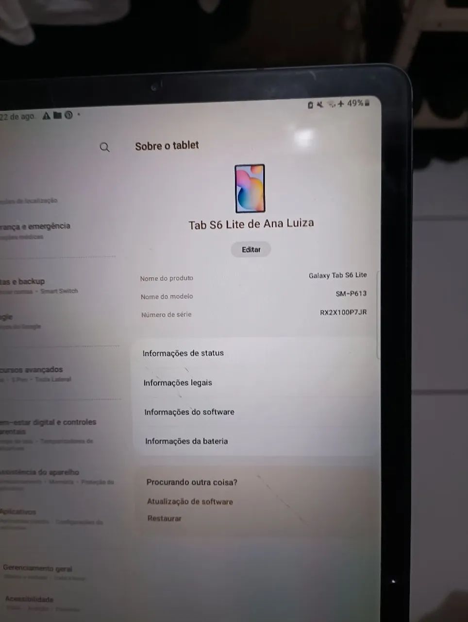 Samsung Tab S6 lite e acessórios - Foto 2