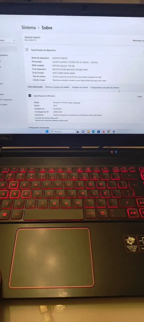 <br>Acer Nitro 5 AN515-55 - Notebook Gamer - Foto 2