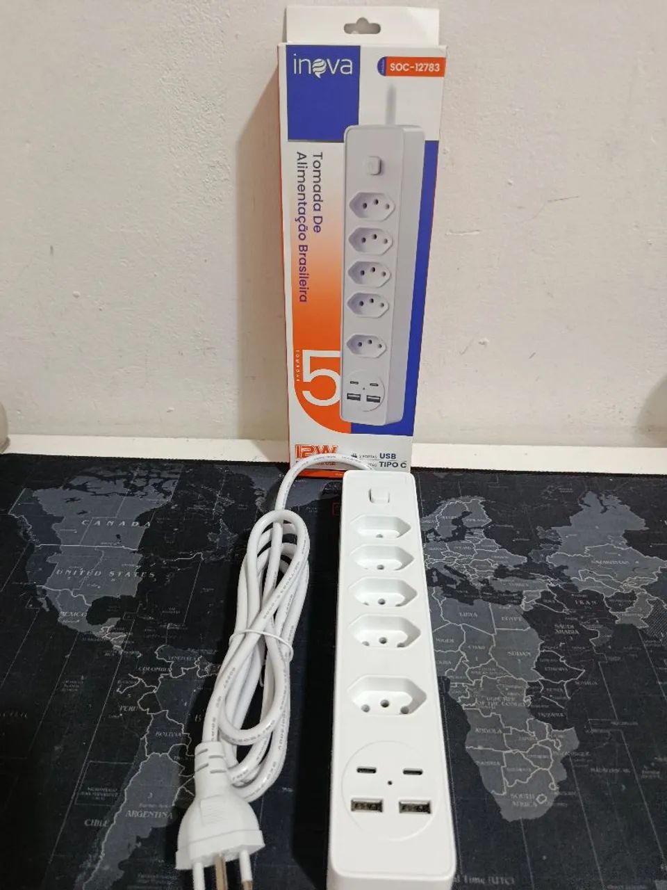 Extensão de tomada com 5 entradas e 2 USB-C e USB / SUPER OFERTA 2