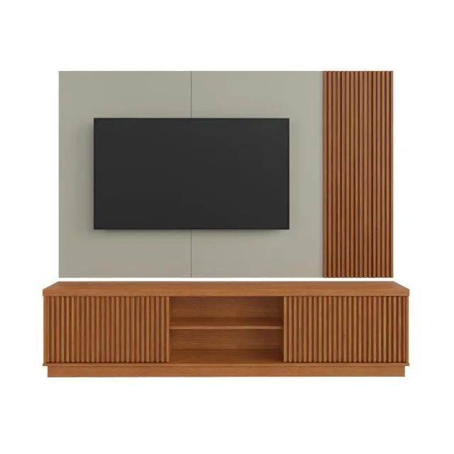 Estante Home Arezzo New 2 Portas Ripadas Para Tv até 75 Polegadas Com Led Cascata - Foto 4
