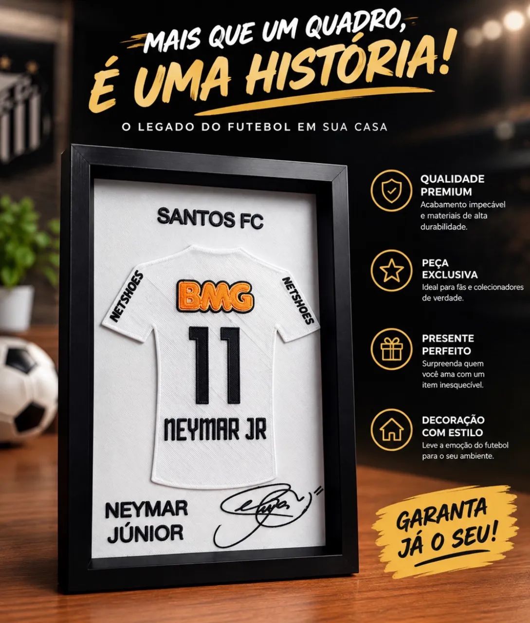 Quadro Camisa Santos Neymar 2011 