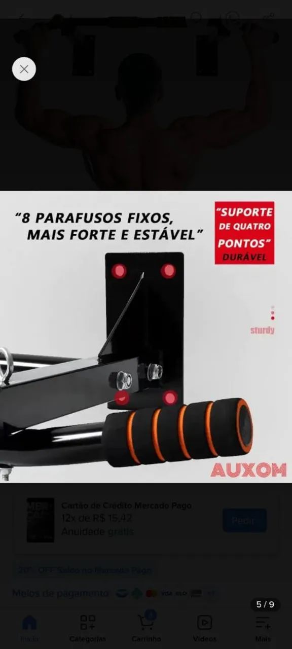 Barra fixa de parede para treinar em casa  - Foto 4