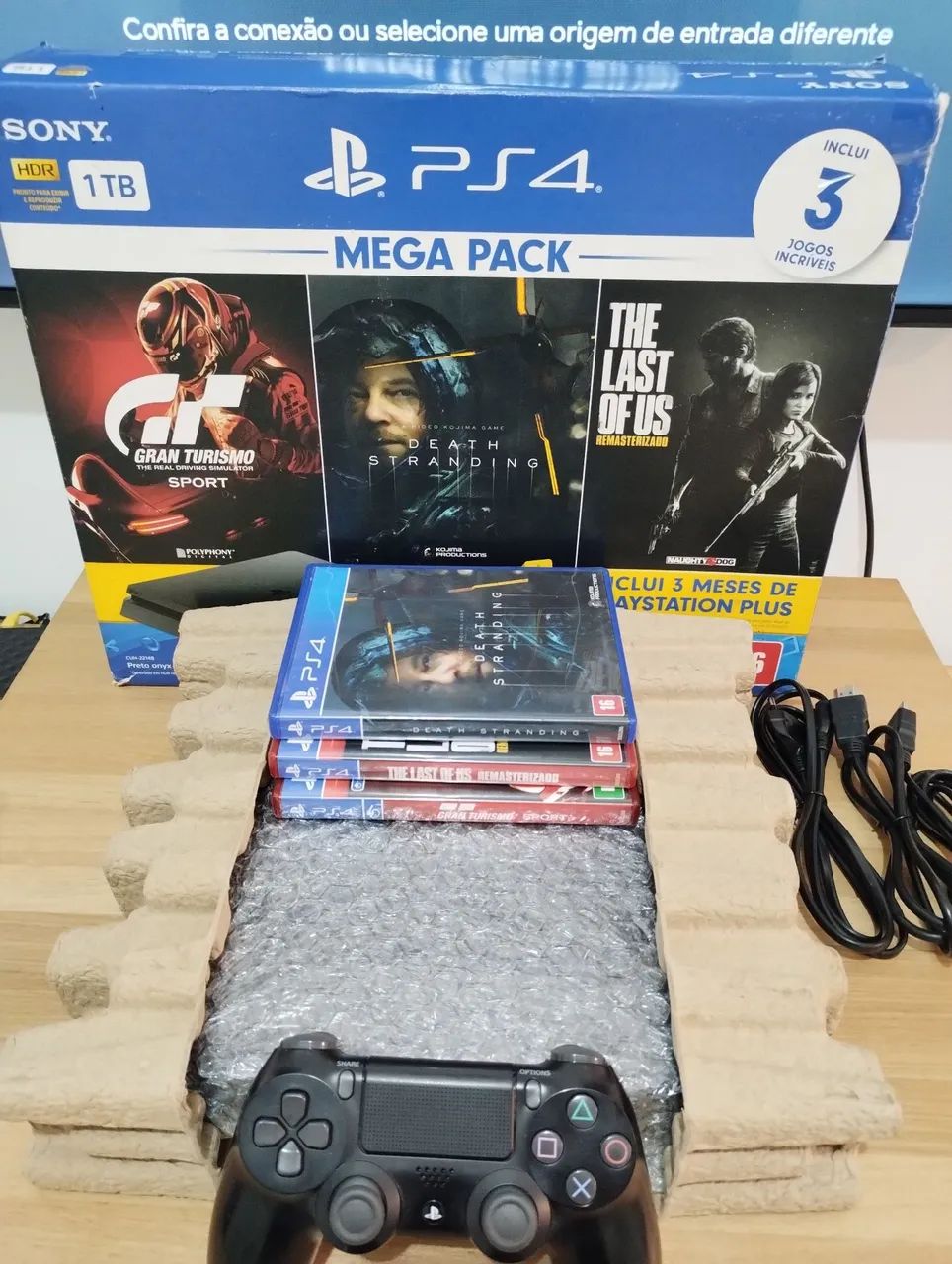 Playstation 4 slim 1TB MEGA PACK COMPLETO com 3 jogos e lacre original  - Foto 5