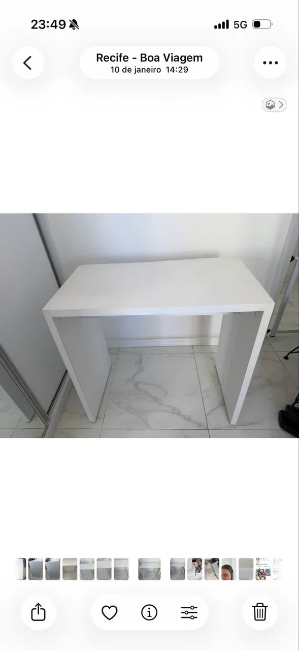 Mesa de Estudos / Escritório Branca - Compacta e Moderna
