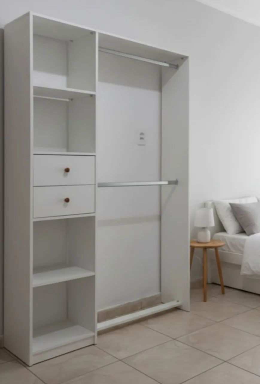 Closet vazado com lateral e gavetas