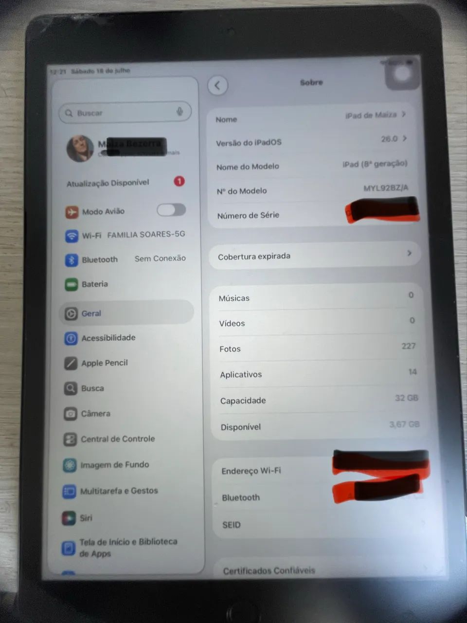 IPAD 8 GERAÇÃO - 32 GB- COM CARREGADOR-EM OTIMO ESTADO - Foto 5