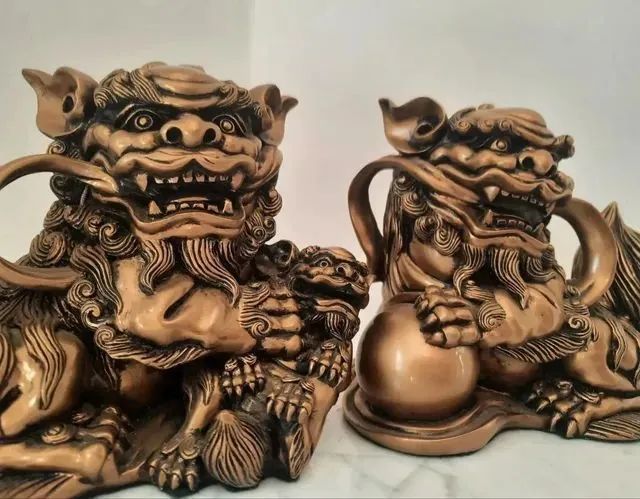 Par de estatueta leão guardião chinês  - Foto 2