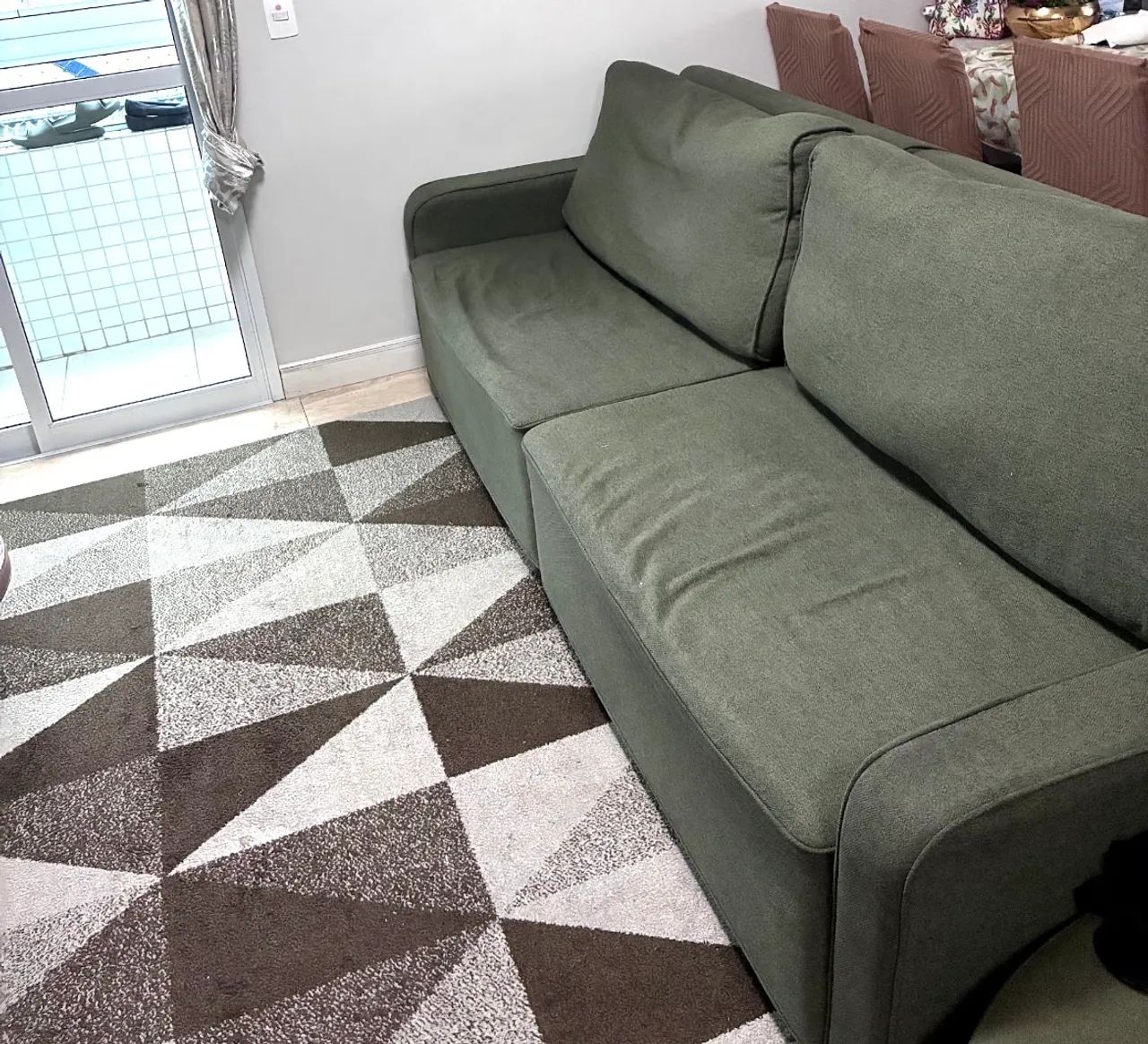 Conjunto de Sofá 2,27 m + Poltrona e Puff - 1 Ano de Uso