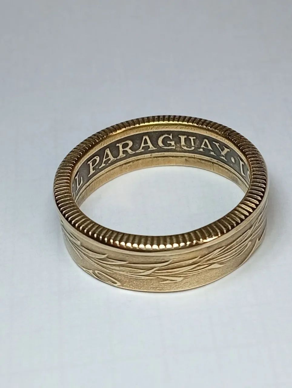Anel aro 23 feito de moeda Paraguaia de 1951  - Foto 4