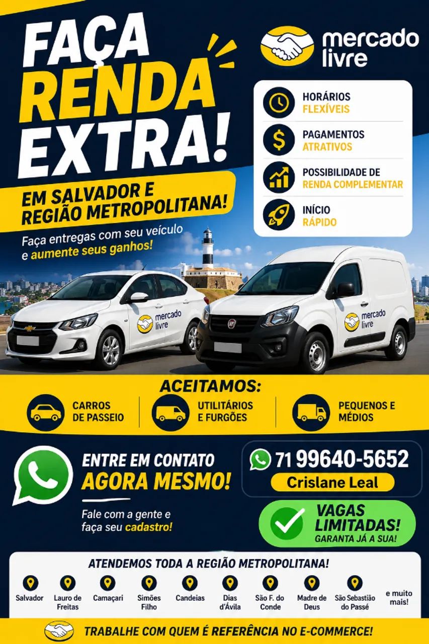 VAGA PARA AGREGADOS - MERCADO LIVRE | SALVADOR E REGIÃO METROPOLITANA