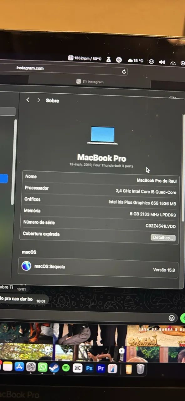MacBook Pro 13 polegadas ano 2019  8 de ram  512 SSD  - Foto 4