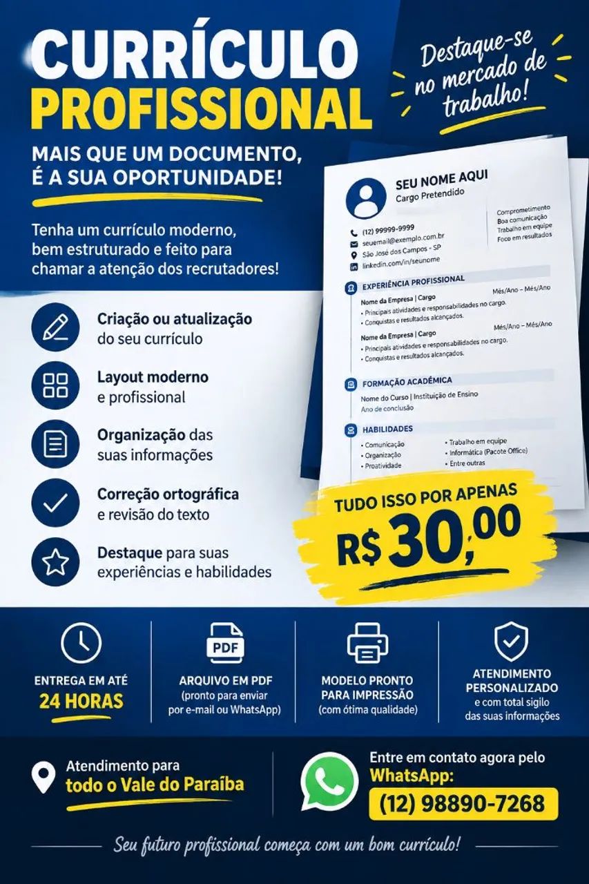 Faço currículo profissional 