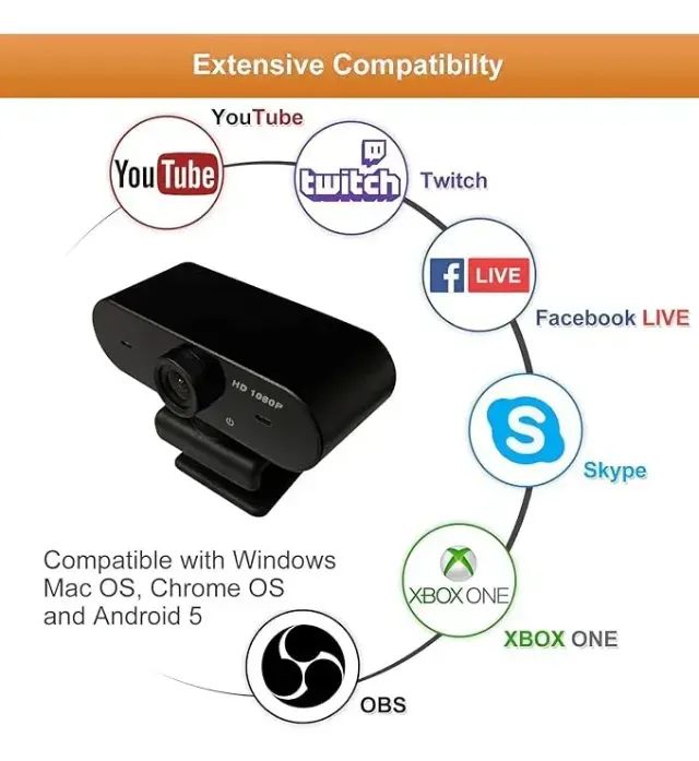 Webcam Qumox WC001 Full HD 1080p com Microfone e Redução de Ruído - Foto 2