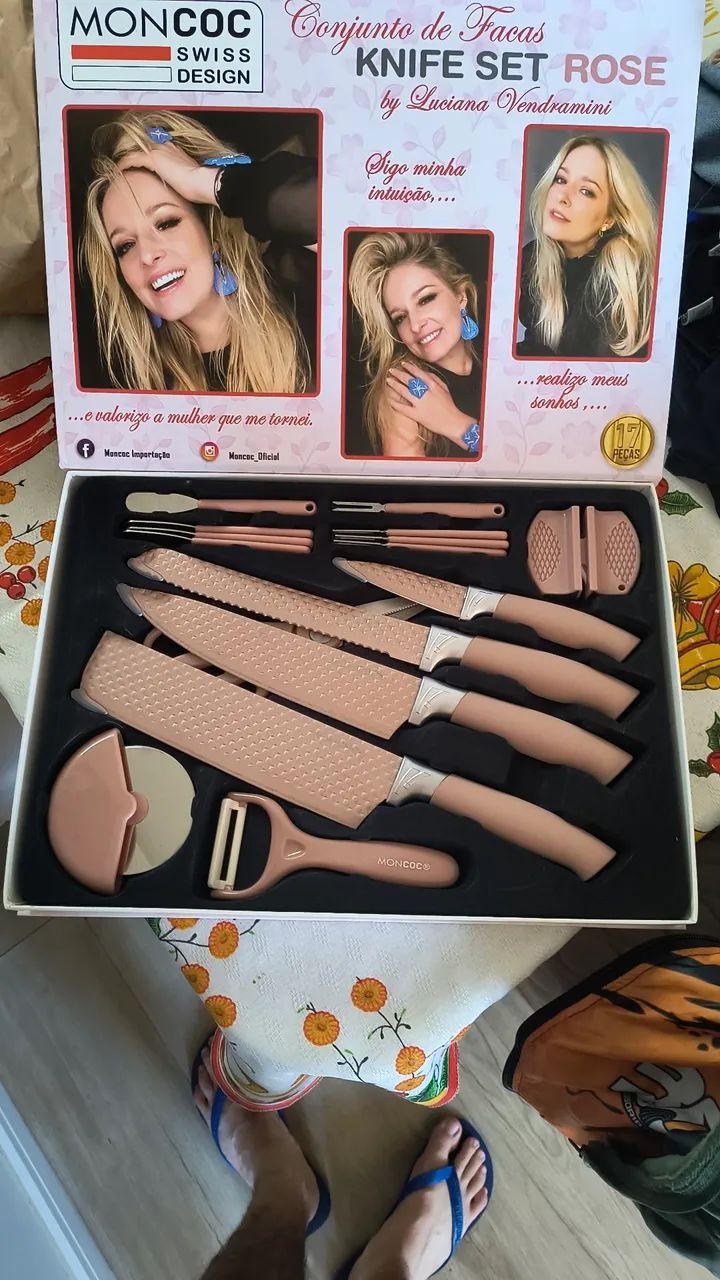 Conjunto de facas knife set rose - Utensílios Para Cozinha