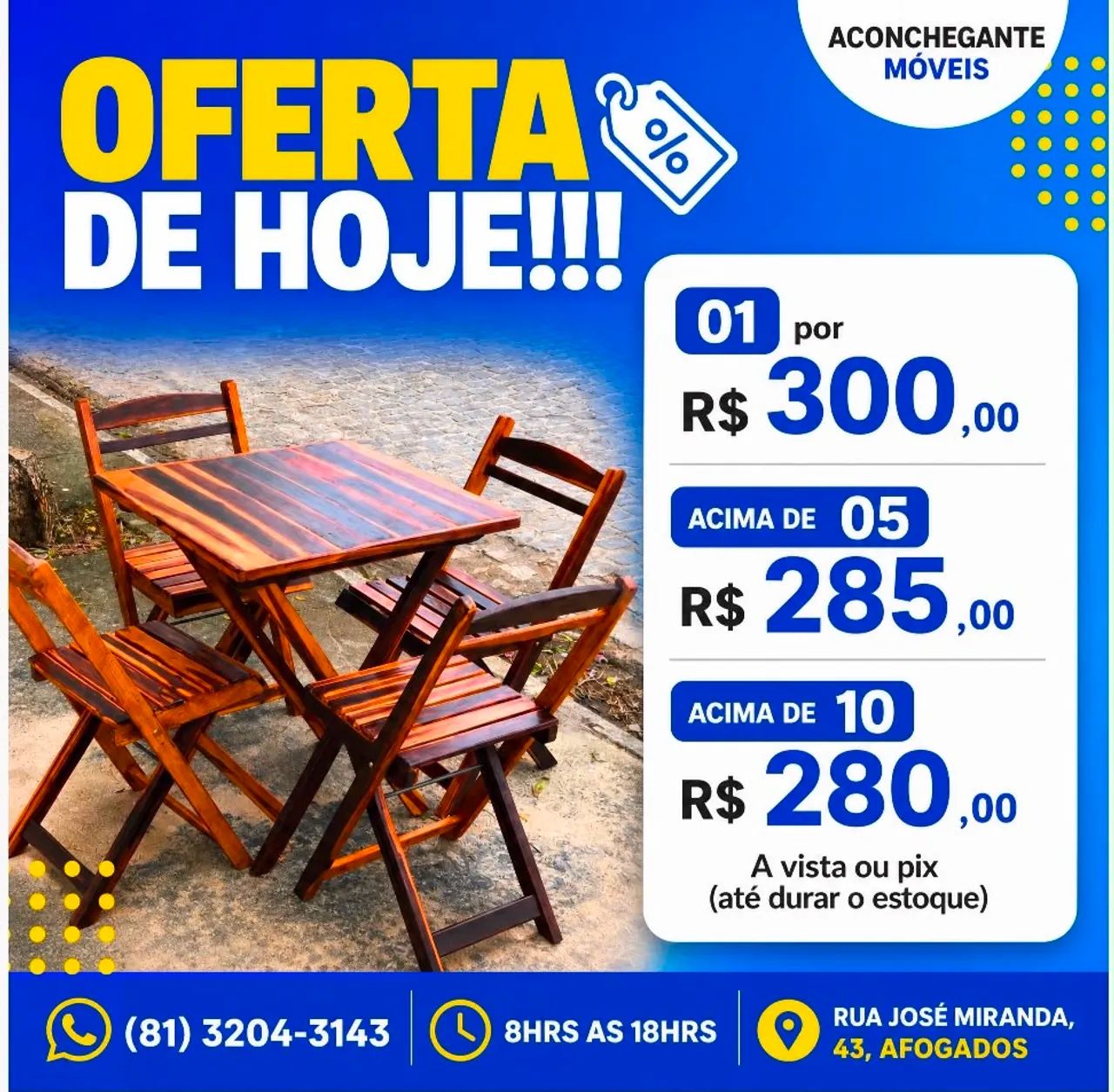 Mesa e cadeiras dobráveis 