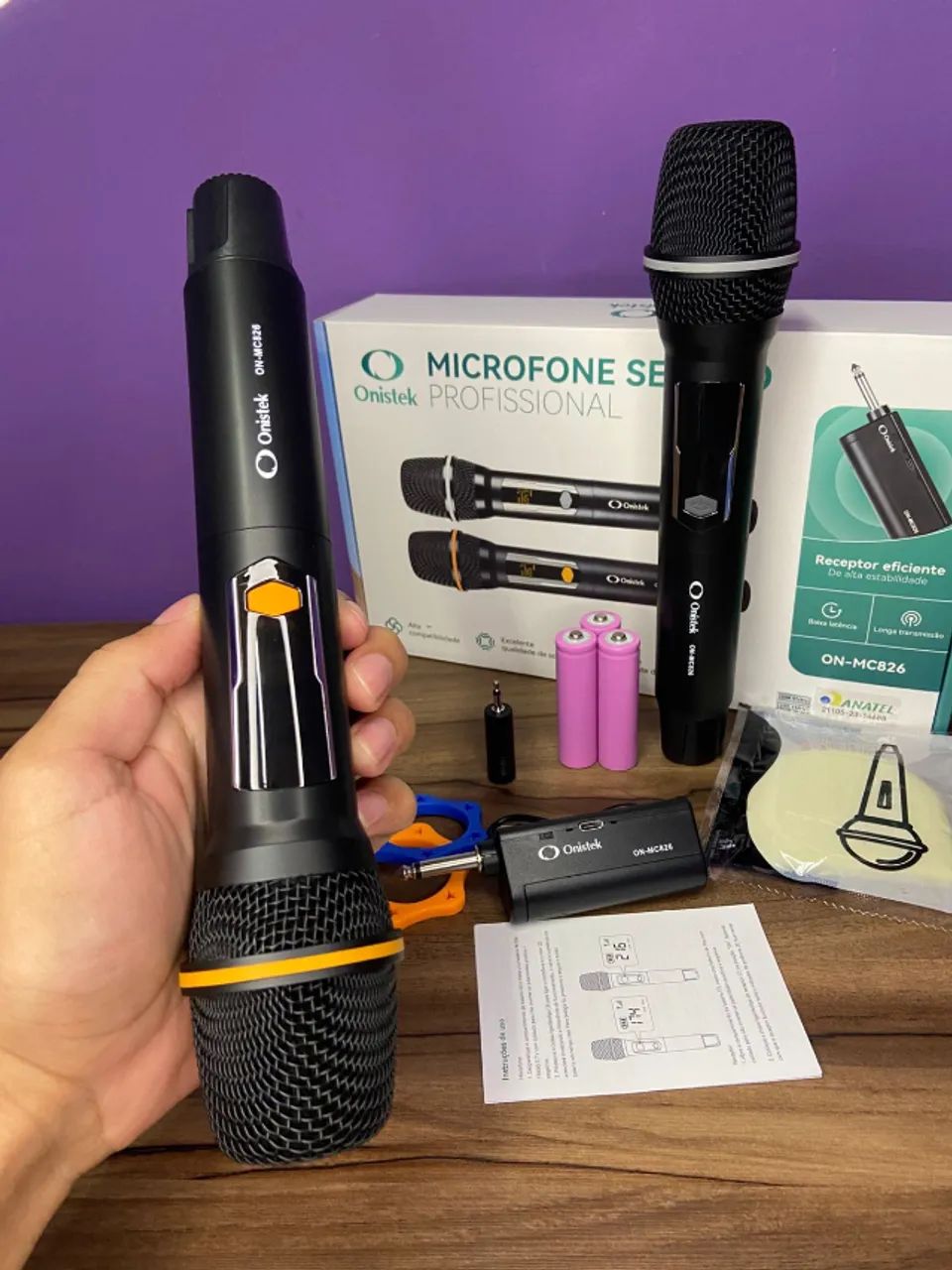Microfone sem Fio Duplo Onistek com Receptor ON-MC826 an1