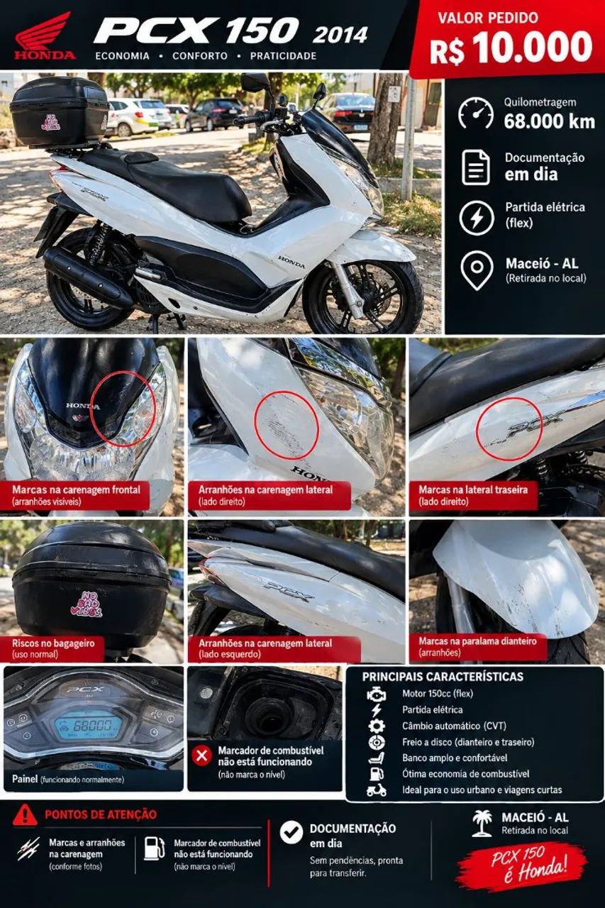 PCX Branca 2014 - Regularizada - Foto 2