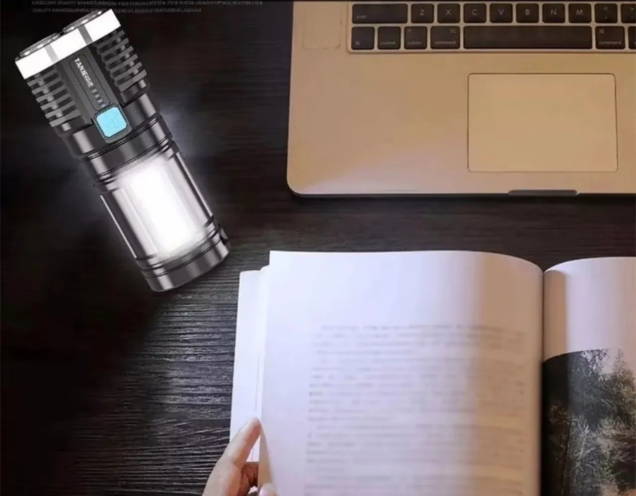 Lanterna LED Forte Super Potente 4 Luminárias Recarregável USB Portátil Ultra Brilhante - Foto 6